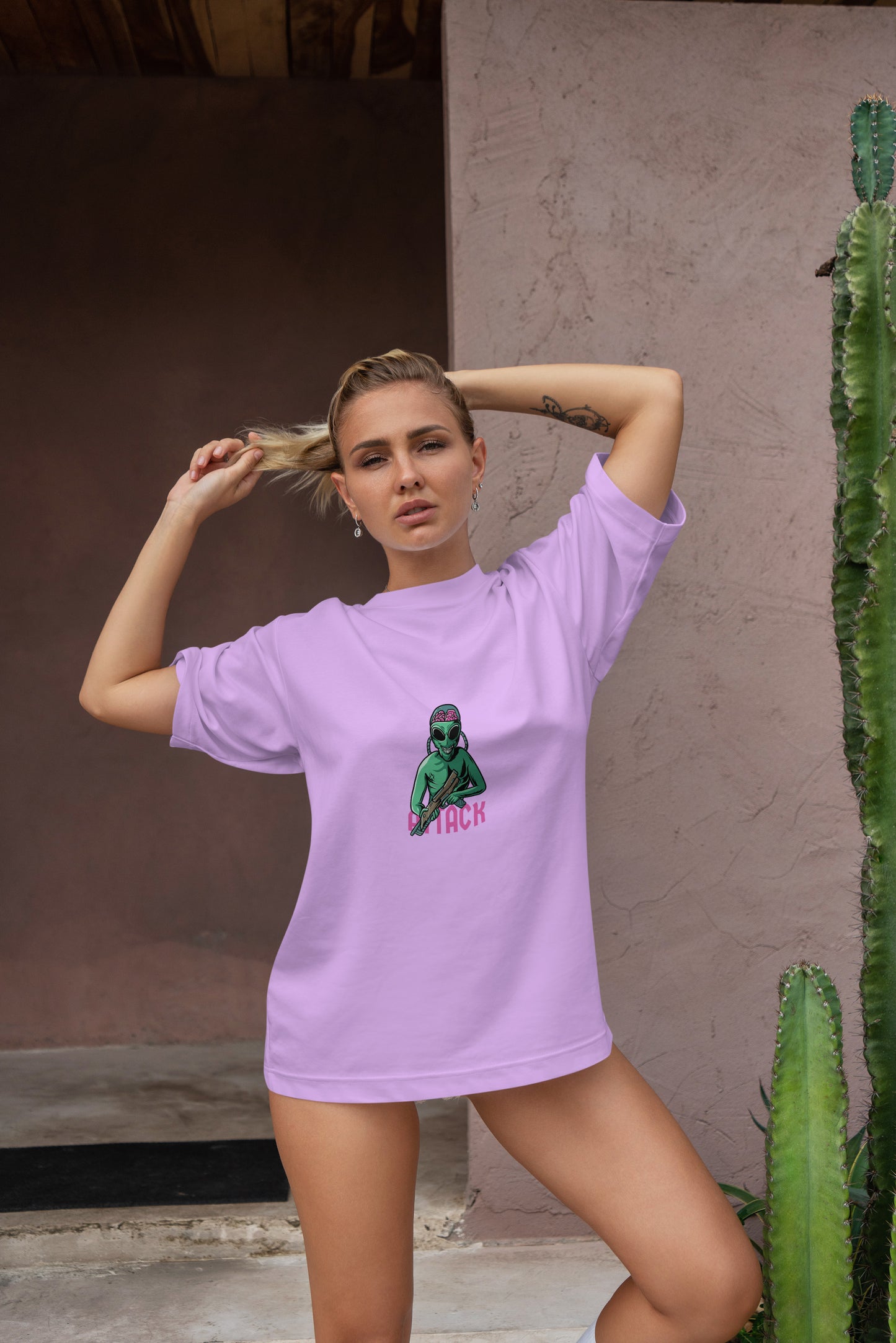 Attack Graphic Printed  Unisex Oversized T-shirt D072