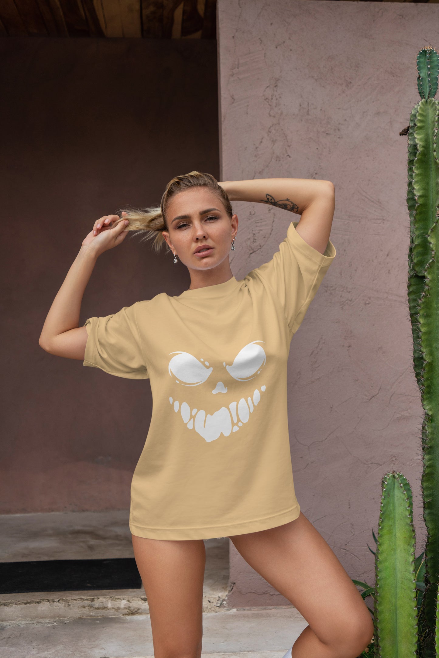 Smiley Face Graphic Printed  Unisex Oversized T-shirt D103
