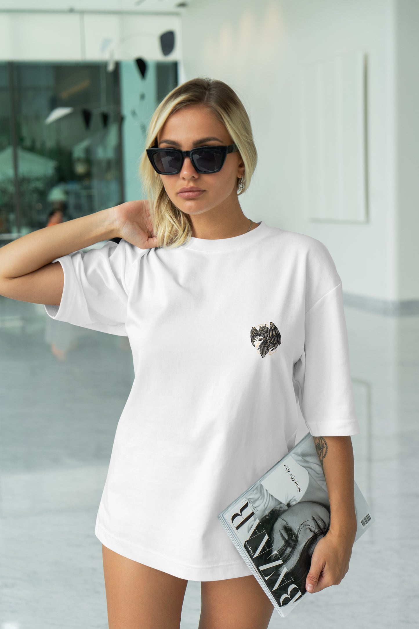 Owl Graphic Printed  Unisex Oversized T-shirt D063