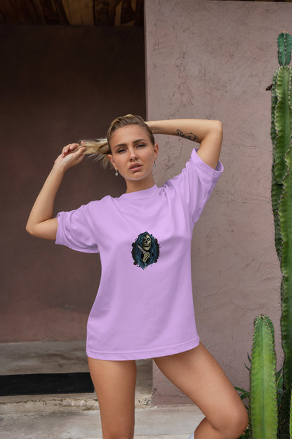Skull Graphic Printed  Unisex Oversized T-shirt D071