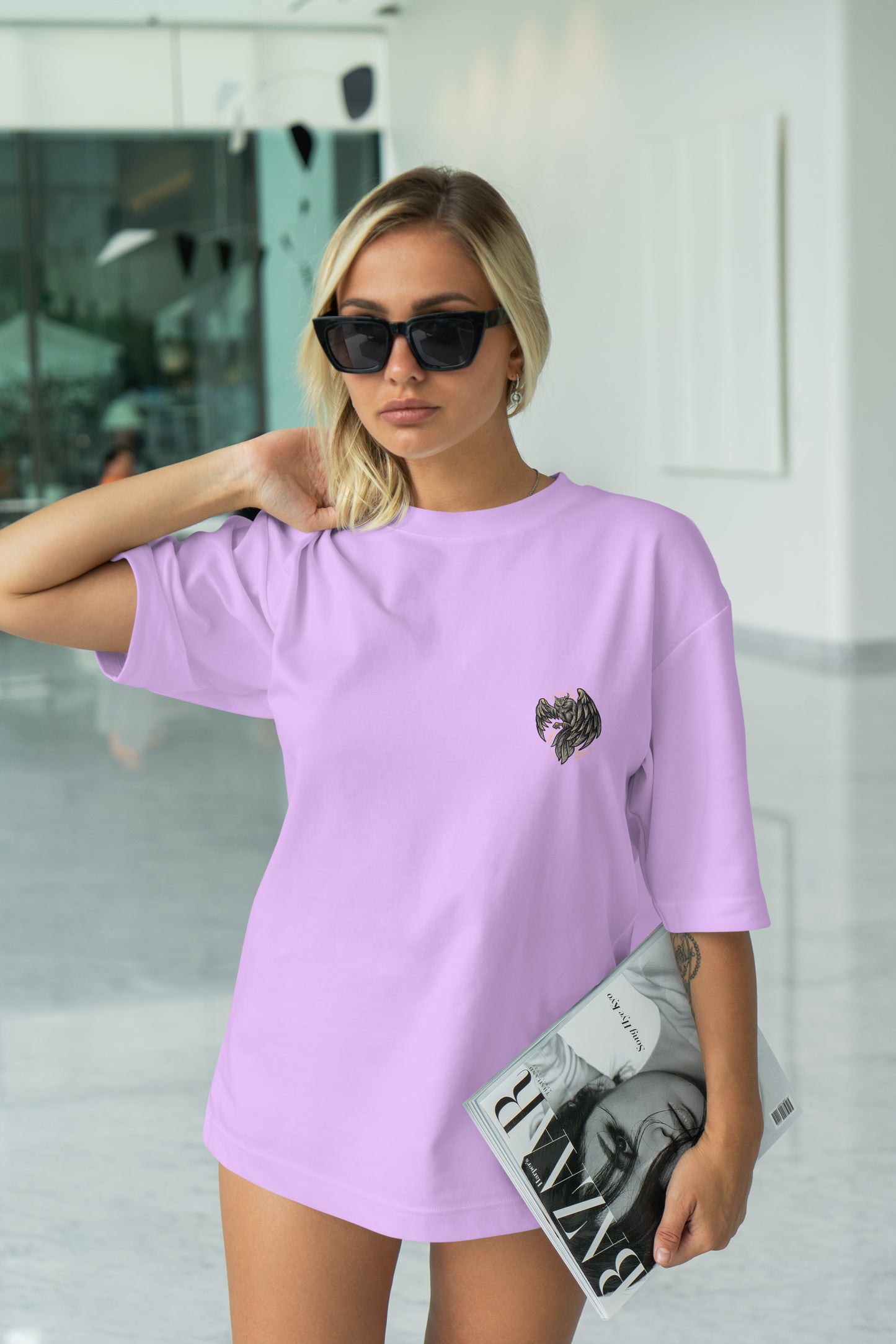 Owl Graphic Printed  Unisex Oversized T-shirt D063