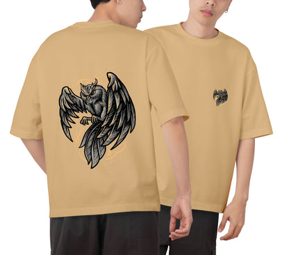 Owl Graphic Printed  Unisex Oversized T-shirt D063
