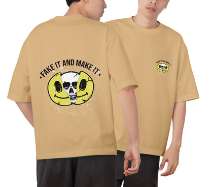 Fake It Make It Graphic Printed  Unisex Oversized T-shirt D058