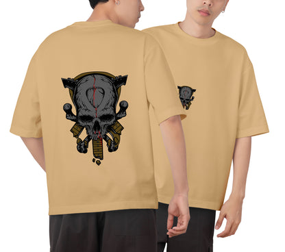 Skull Graphic Printed  Unisex Oversized T-shirt D060