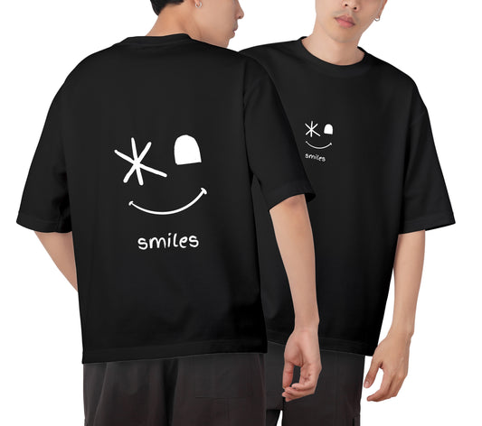Smiles Graphic Printed  Unisex Oversized T-shirt D095