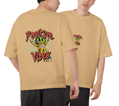 Positive Vibes Graphic Printed  Unisex Oversized T-shirt D078