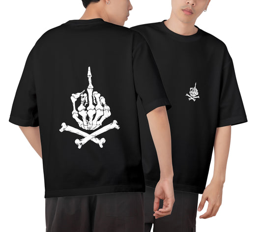Skull Hand Graphic Printed  Unisex Oversized T-shirt D047