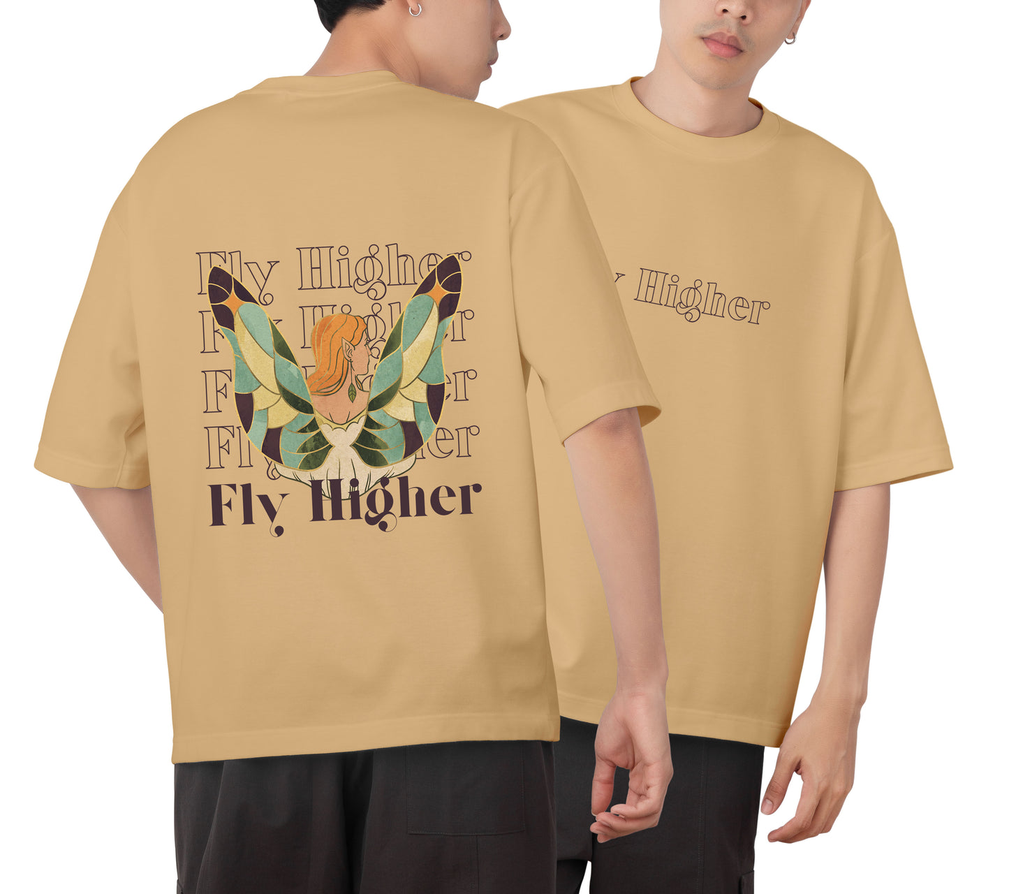 Fly Higher Graphic Printed  Unisex Oversized T-shirt D115