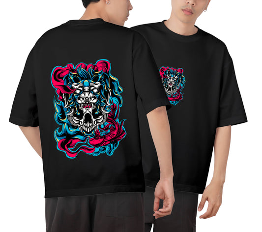 Skull Graphic Printed  Unisex Oversized T-shirt D025