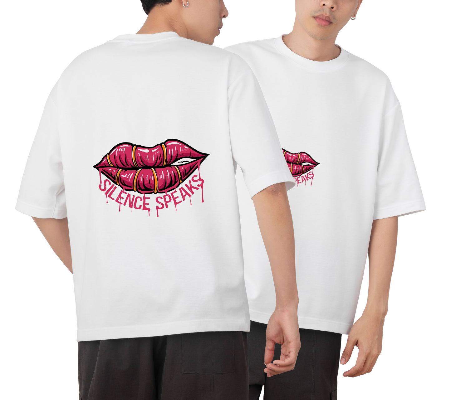 Silence Speaks Graphic Printed  Unisex Oversized T-shirt D074