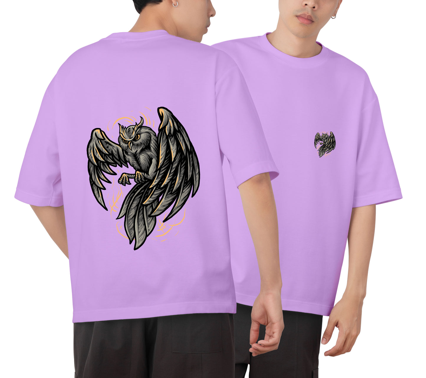 Owl Graphic Printed  Unisex Oversized T-shirt D063