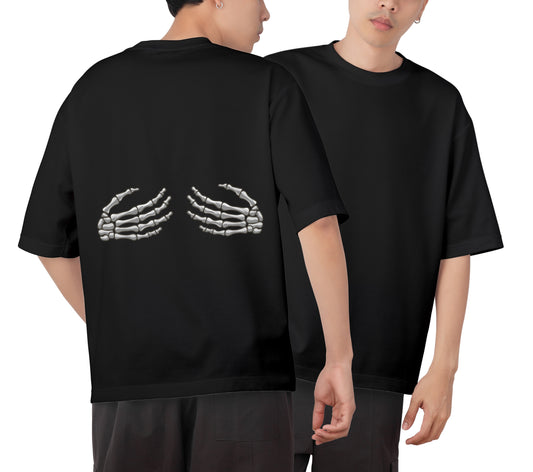 Skull Hand Graphic Printed  Unisex Oversized T-shirt D099