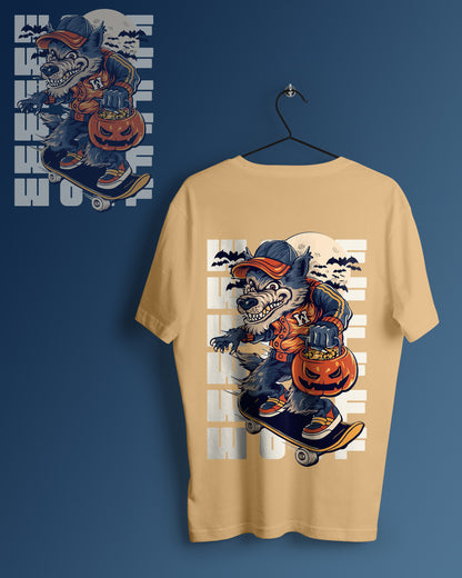 Wolf Graphic Printed  Unisex Oversized T-shirt D087