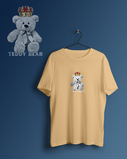 White Teddy Bear Graphic Printed  Unisex Oversized T-shirt D091