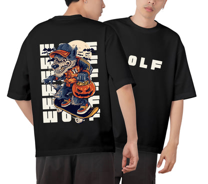 Wolf Graphic Printed  Unisex Oversized T-shirt D087