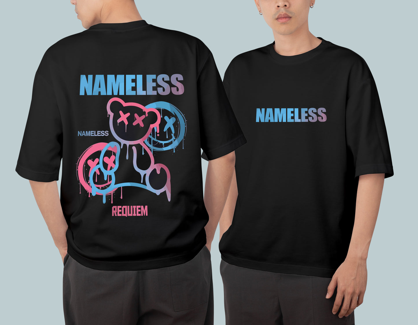 Nameless Graphic Printed  Unisex Oversized T-shirt D024