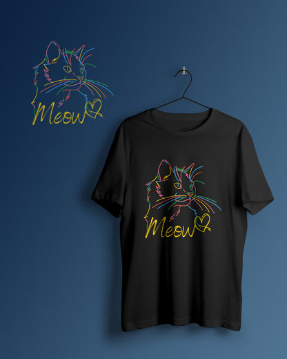Meow Teddy Graphic Printed  Unisex Oversized T-shirt D112