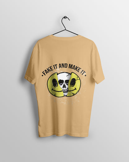 Fake It Make It Graphic Printed  Unisex Oversized T-shirt D058