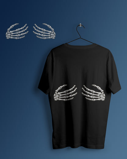 Skull Hand Graphic Printed  Unisex Oversized T-shirt D099
