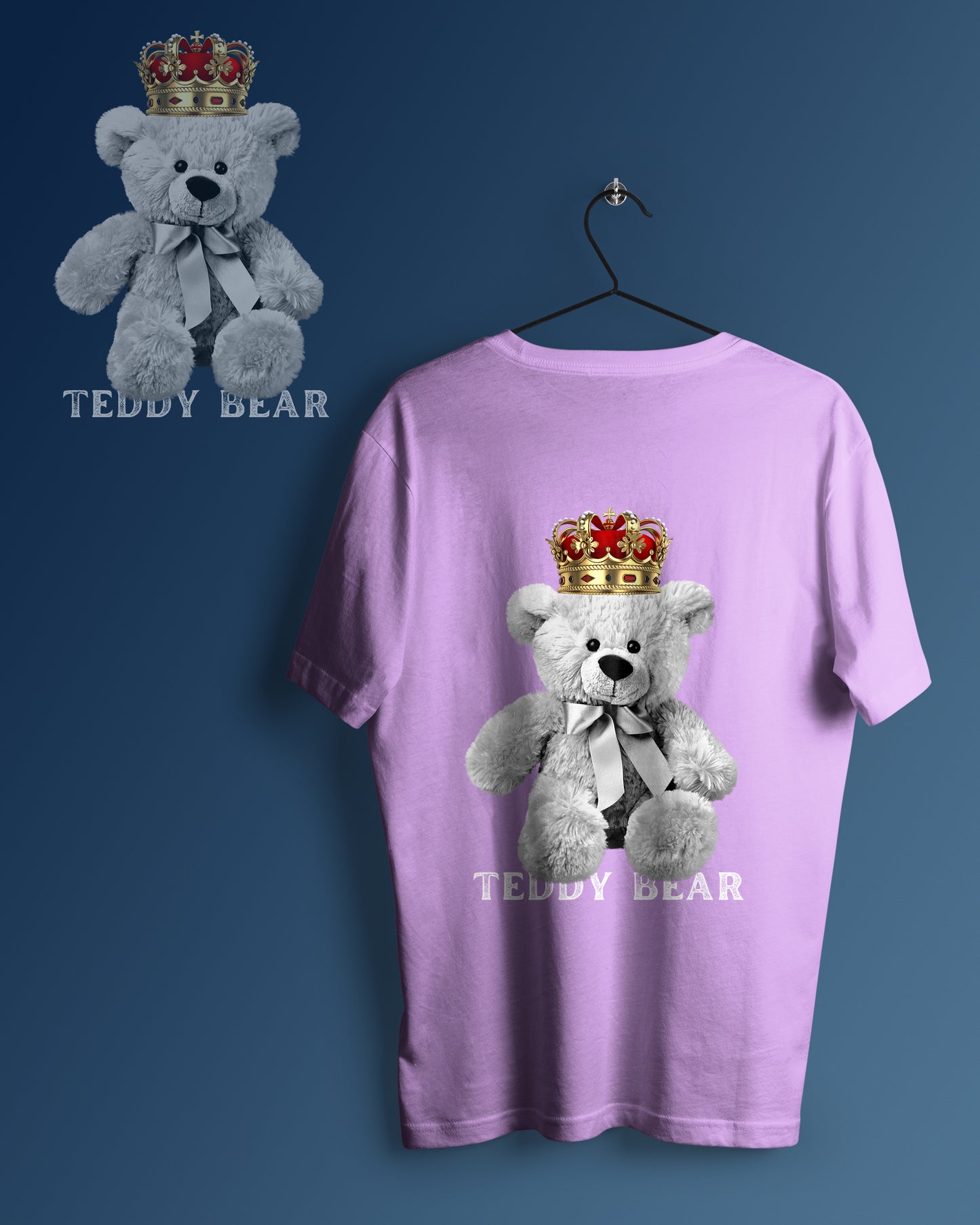 White Teddy Bear Graphic Printed  Unisex Oversized T-shirt D091