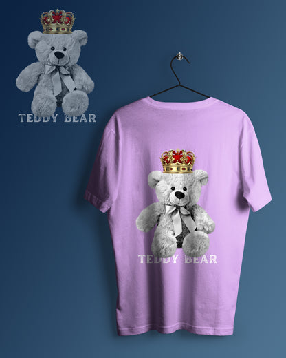 White Teddy Bear Graphic Printed  Unisex Oversized T-shirt D091