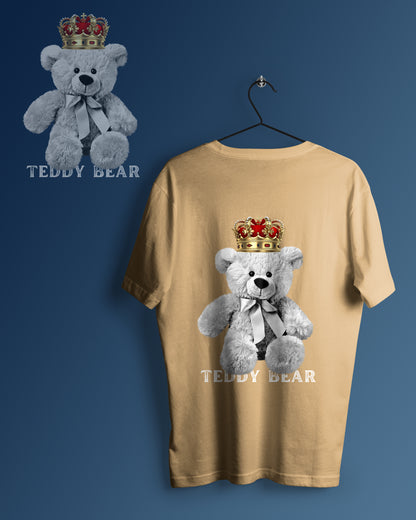 White Teddy Bear Graphic Printed  Unisex Oversized T-shirt D091