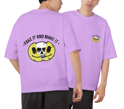 Fake It Make It Graphic Printed  Unisex Oversized T-shirt D058