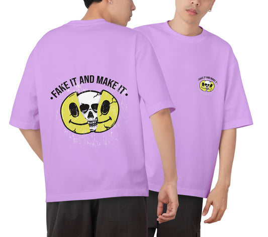 Fake It Make It Graphic Printed  Unisex Oversized T-shirt D058