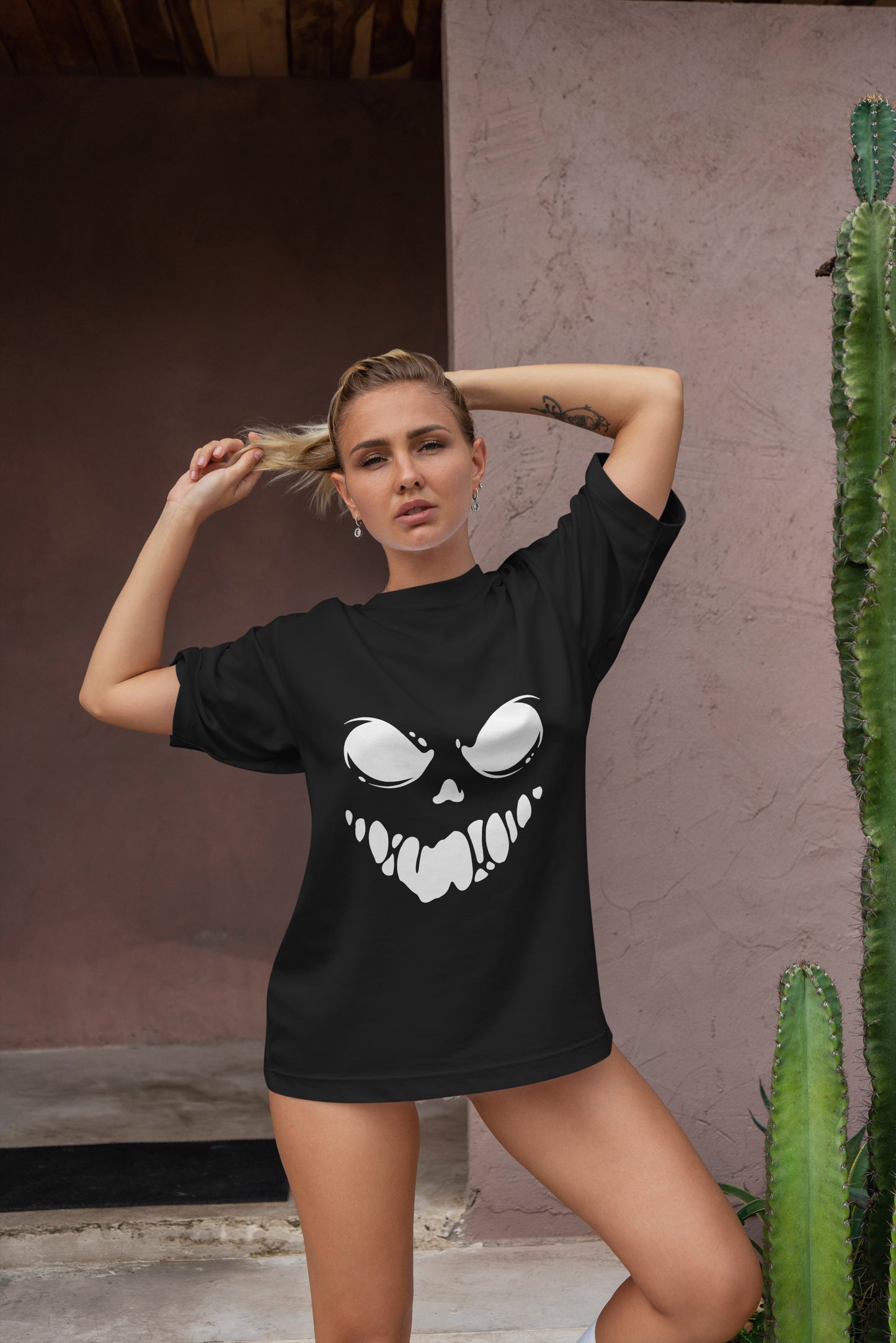 Smiley Face Graphic Printed  Unisex Oversized T-shirt D103
