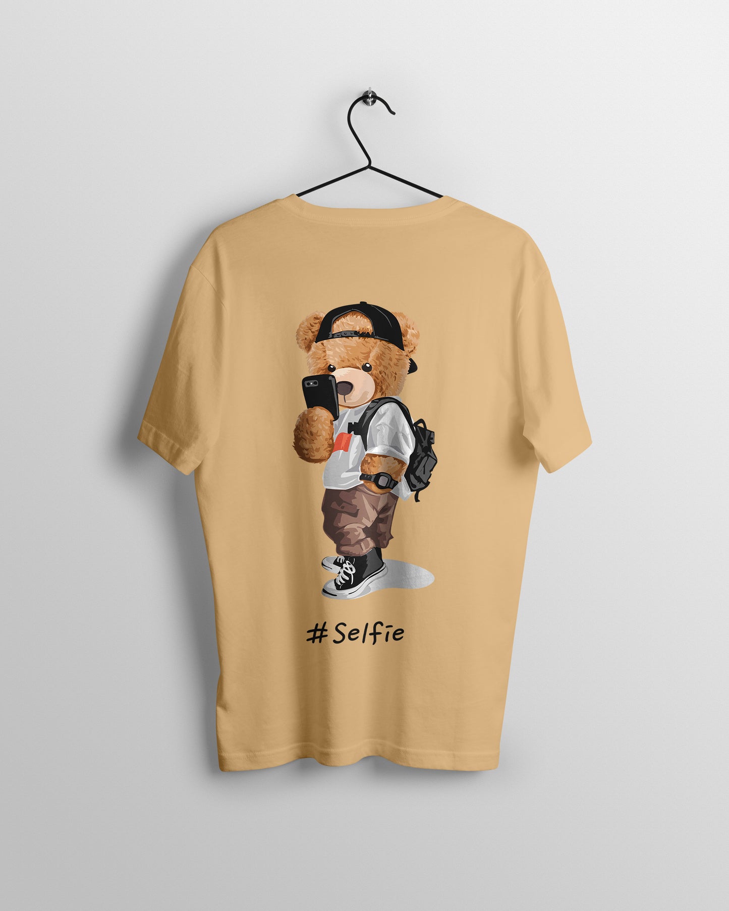 Selfie Teddy Graphic Printed  Unisex Oversized T-shirt D086