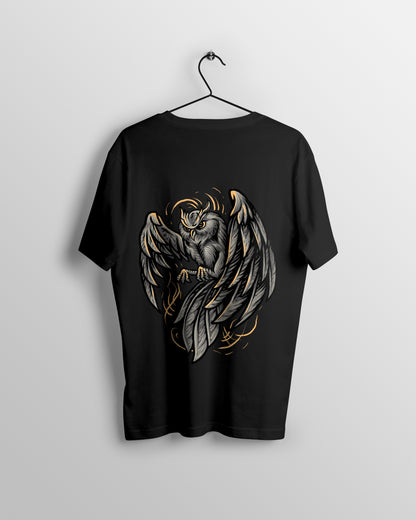 Owl Graphic Printed  Unisex Oversized T-shirt D063