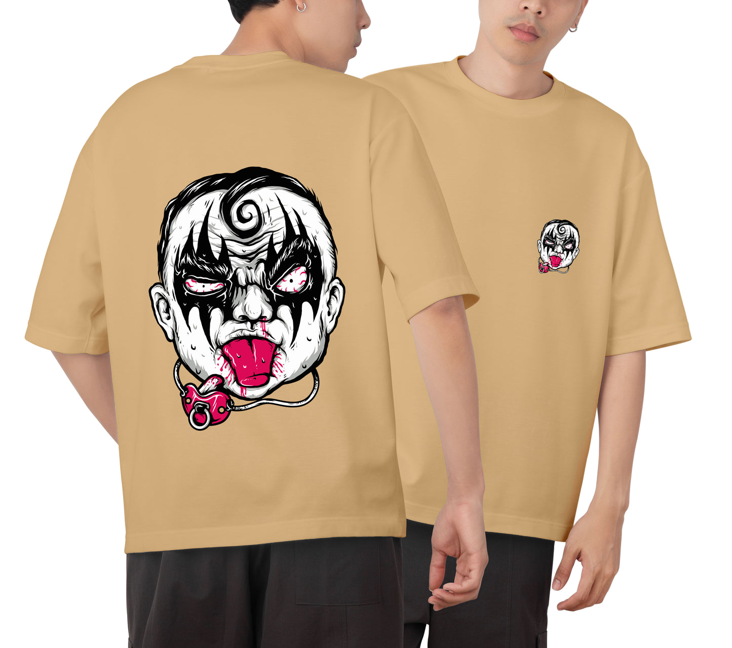 Face Graphic Printed  Unisex Oversized T-shirt D062