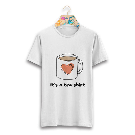 Trendy Printed Round Neck White Half Sleeve T-Shirt D049