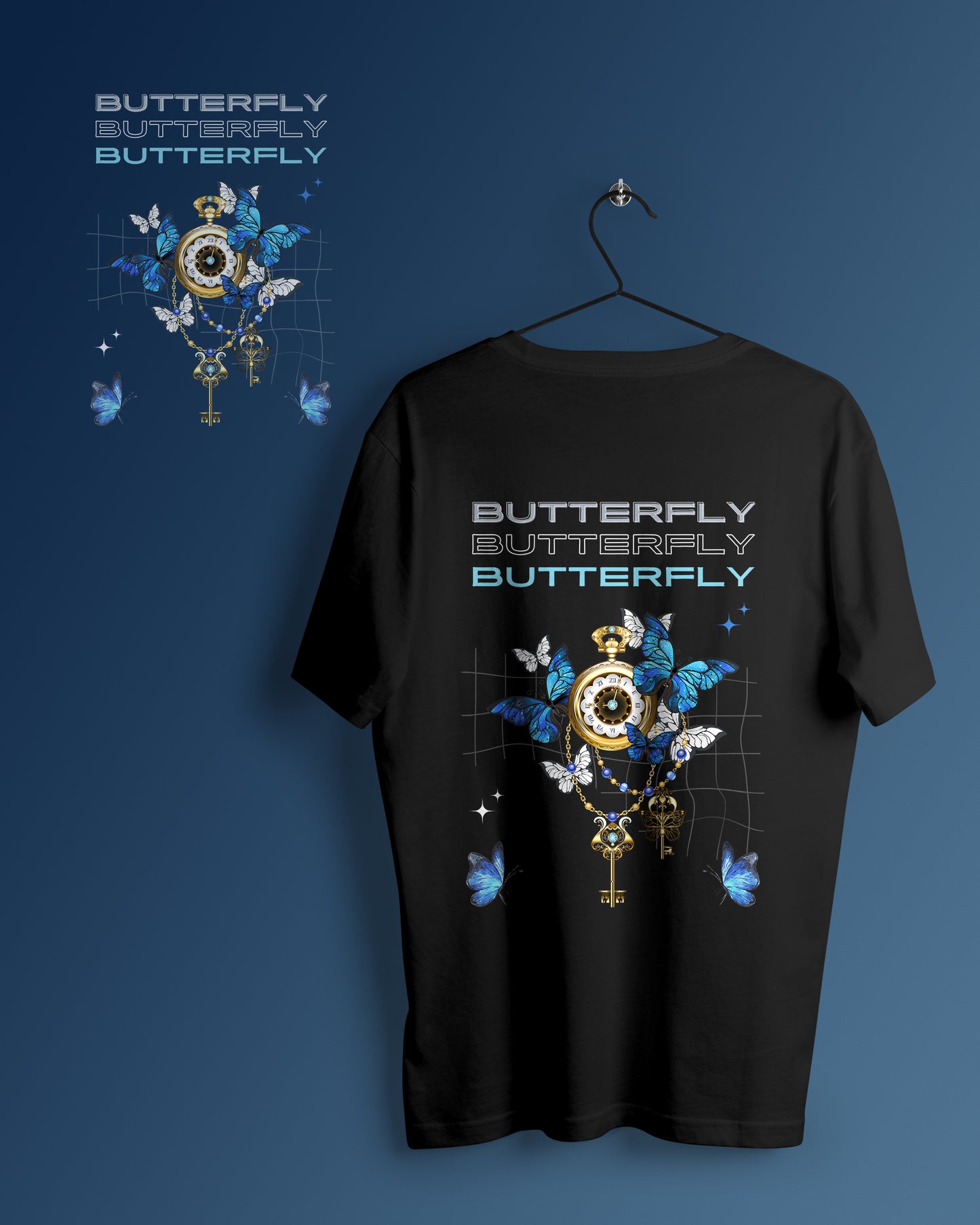 Butterfly Graphic Printed  Unisex Oversized T-shirt D105