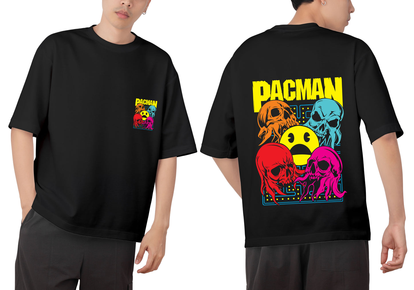 Pacman Graphic Printed  Unisex Oversized T-shirt D009
