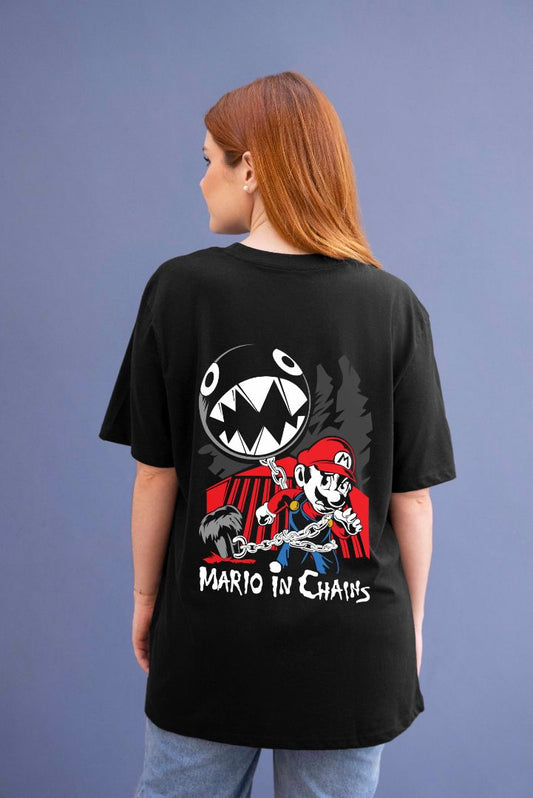 Mario In Chains Graphic Printed  Unisex Oversized T-shirt D017