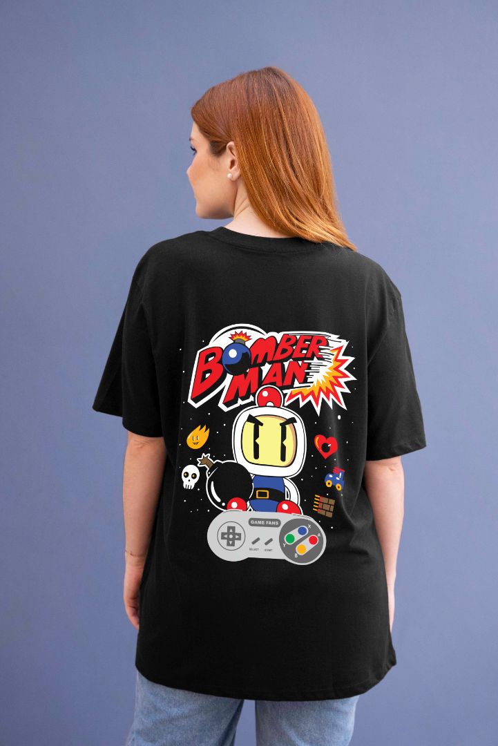 Bomber Man Graphic Printed  Unisex Oversized T-shirt D004