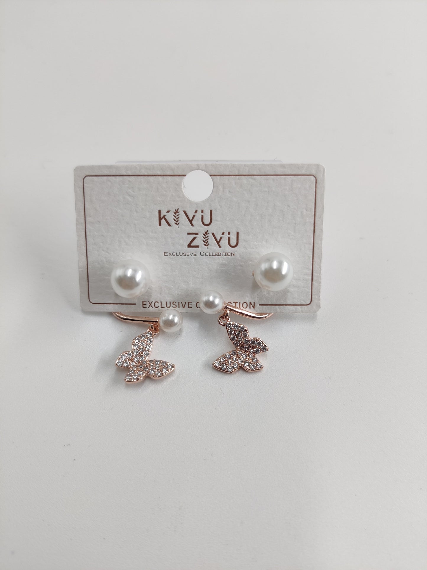 Butterfly Drop Earrings With Pearl 15124