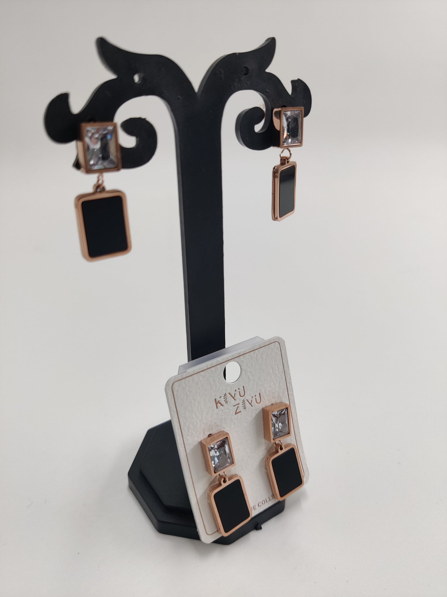 Black Color Blocked Designer Korean Earring 15129