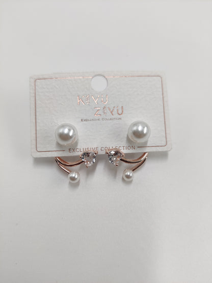 Korean Earring Pearl With Heart AD Stone 15132