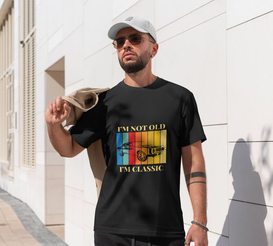 Printed Round Neck Regular Fit Half Sleeve Black T-Shirt D017