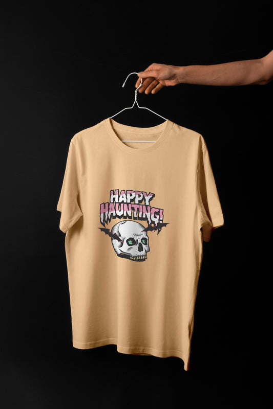 Happy Hunting Printed White Round Neck Half Sleeve T-Shirt D005