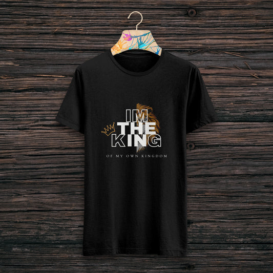I'm The King Printed Black Round Neck Half Sleeve T-Shirt D061