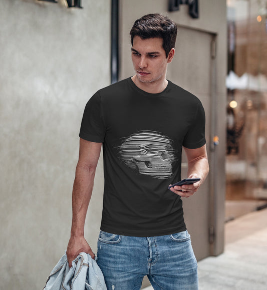 Skull Printed Round Neck Regular Fit Half Sleeve Black T-Shirt D011