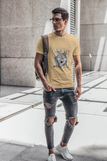 Stay Wild Printed Round Neck Regular Fit Half Sleeve T-Shirt D030