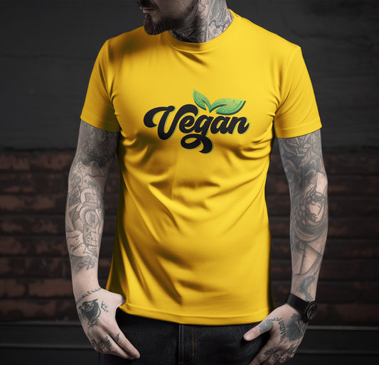 Vegan Printed Round Neck Regular Fit Half Sleeve T-Shirt D035