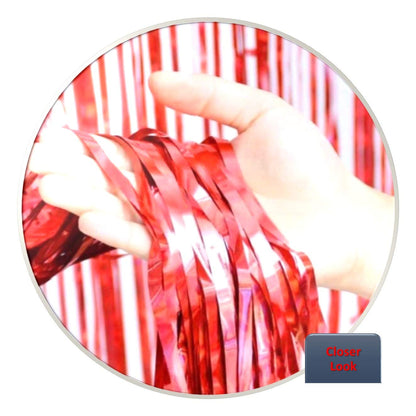 Metallic Red Foil Curtains For Birthday Decoration (Red Color)