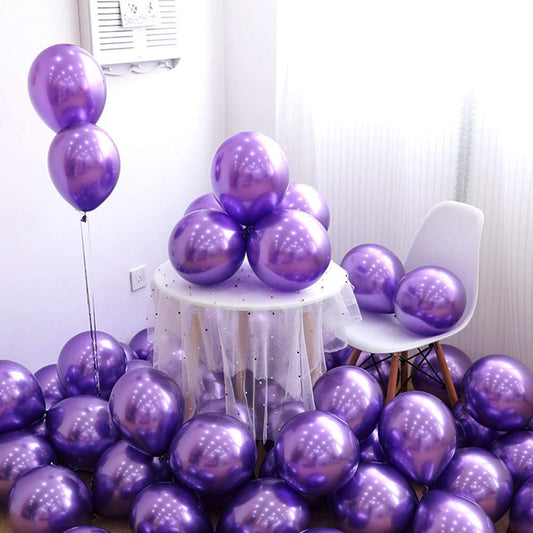 12 Inch (25/50 pcs) Purple Color Latex Chrome Balloon for Birthday and Other Special Occasion