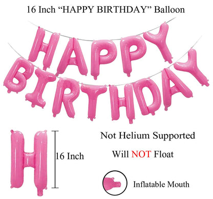 (16 inch) Happy Birthday Foil Balloons (13 Letters) - Pink Colour