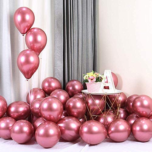 12 Inch (25/50 pcs) Wine Red Color Latex Chrome Balloon for Birthday and Other Special Occasion